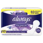Protetores Diários Always Sem Perfume 60 Unidades