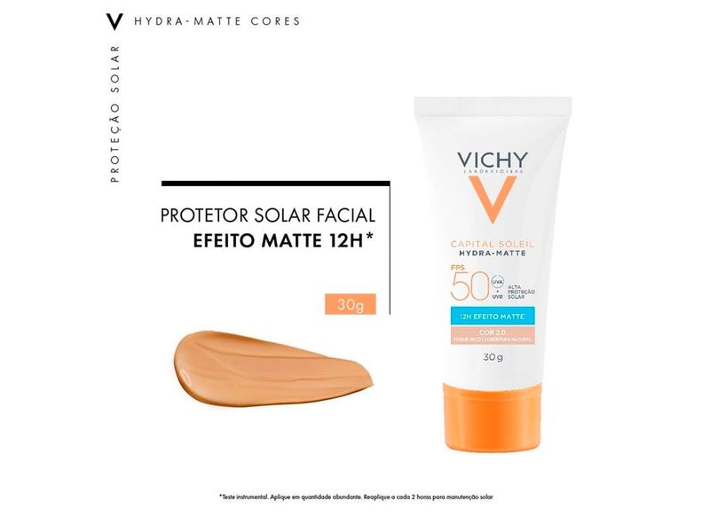Protetor Solar Facial Vichy Hydra-Matte FPS50 Cor 2.0 30g