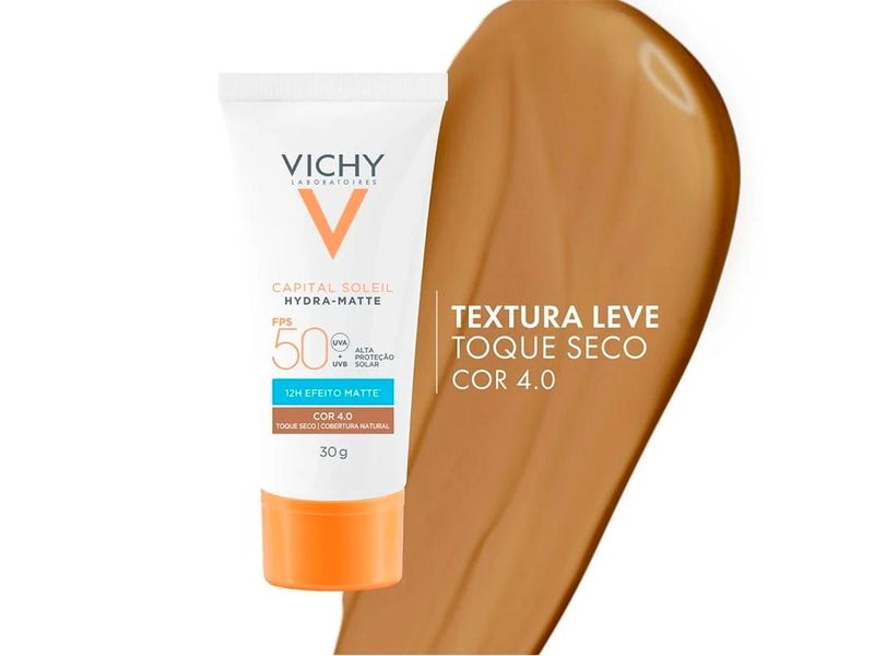 Protetor Solar Facial Vichy Hydra-Matte FPS50 Cor 4.0 30g