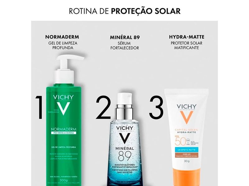 Protetor Solar Facial Vichy Hydra-Matte FPS50 Cor 4.0 30g