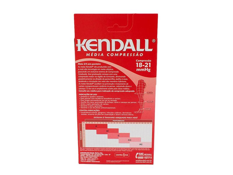 Meia Compressão Média 3/4 Kendall Mel Sem Ponteira P