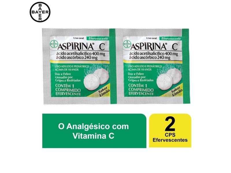 Aspirina C Sabor Limão 2 Comprimidos Efervescentes