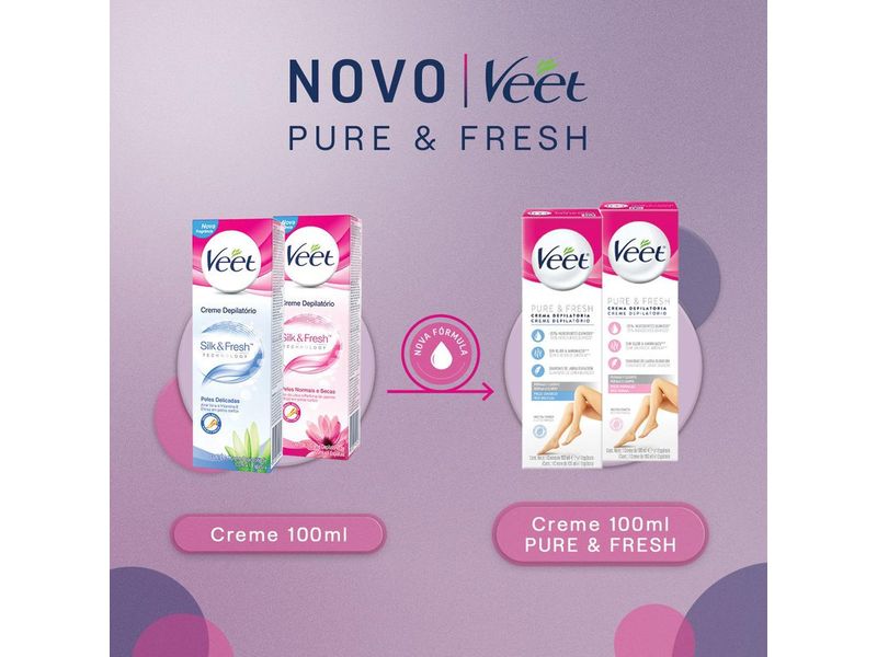 Creme Depilatório Veet Pure & Fresh Pele Delicada 100ml