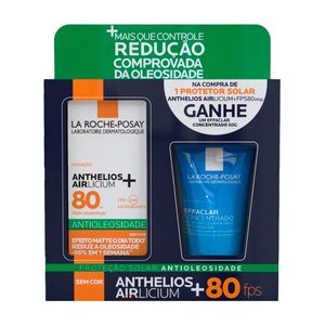 Kit Protetor Solar Facial La Roche-Posay Anthelios Airlicium Antioleosidade FPS80 Sem Cor 40g + Gel Facial Limpeza Profunda Effaclar Concentrado 50g