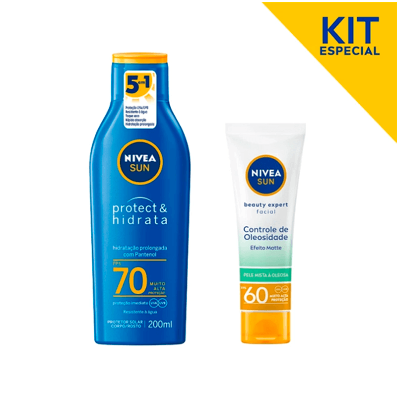 Kit Nivea Sun FPS70 Proteção e Hidratação + Facial