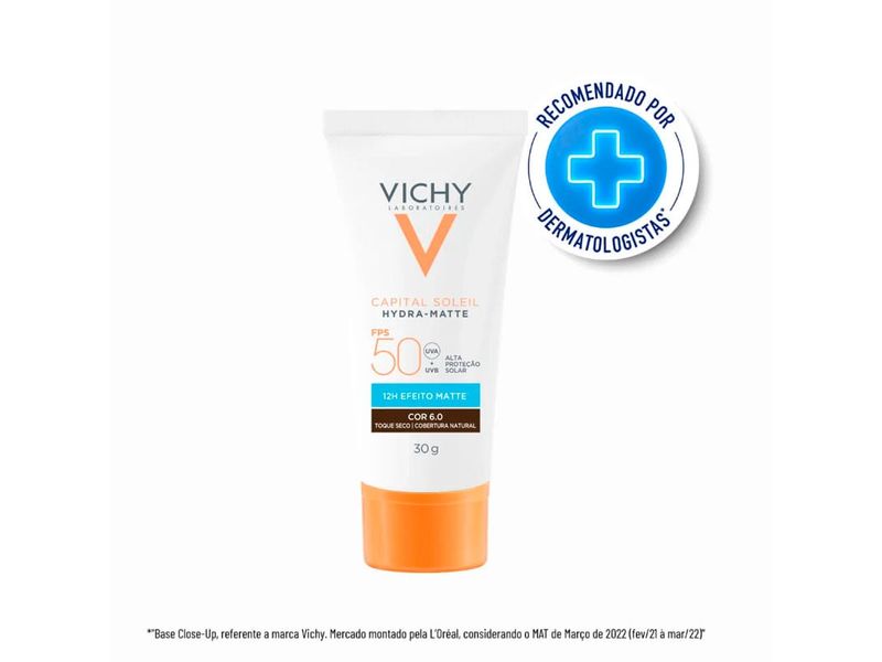 Protetor Solar Facial Vichy Hydra-Matte FPS50 Cor 6.0 30g