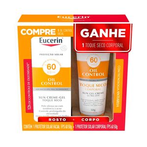 Kit Protetor Solar Facial Eucerin Oil Control FPS60 50g + Protetor Solar Corporal Eucerin Oil Control Toque Seco FPS60 50g