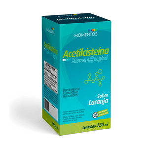 Suplemento Alimentar Acetilcisteína 40mg/ml Momentos Sabor Laranja 120ml + Copo Dosador