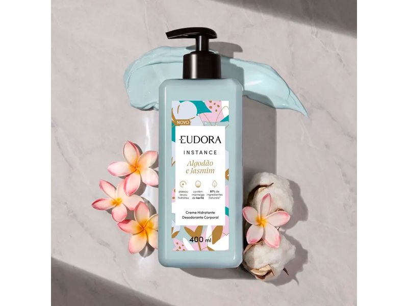 Creme Hidratante Desodorante Corporal Eudora Instance Algodão e Jasmim 400ml
