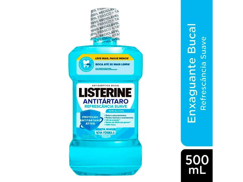 Antisseptico-Bucal-Listerine-Sem-Alcool-Antitartaro-Refrescancia-Suave-500ml