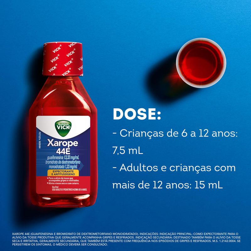 Xarope Expectorante Vick 44E Solução Oral 240ml | Drogal