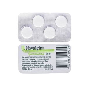 Analgésico e Antitérmico Novalgina 500mg 4 Comprimidos