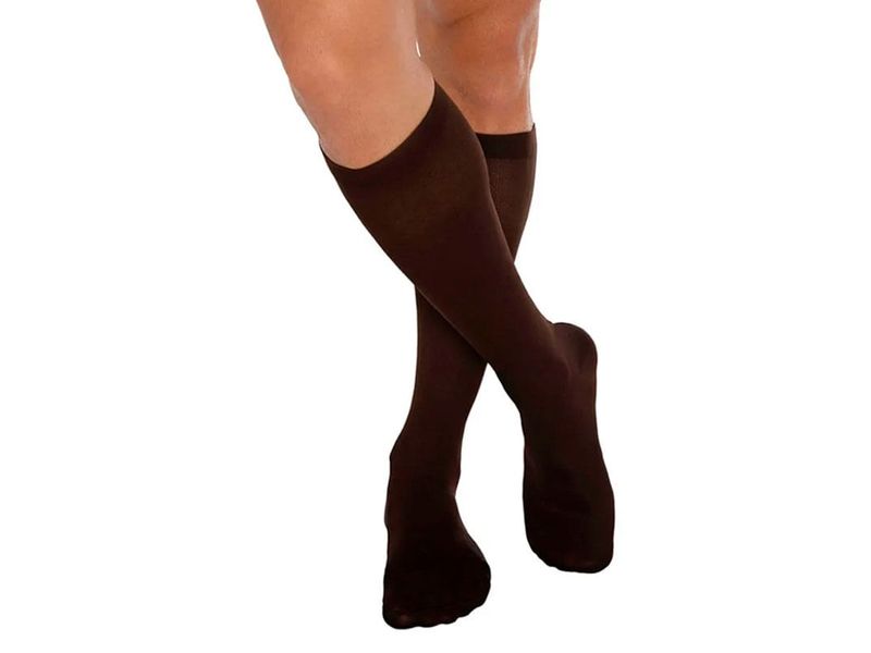 Meia-3-4-Masculina-Kendall-Alta-Compressao--20-30-mmHg--Cor-Marrom-Tamanho-G