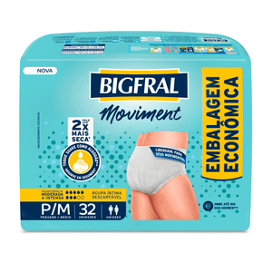Roupa Íntima Descartável Bigfral Moviment Unissex P/M 32 Unidades