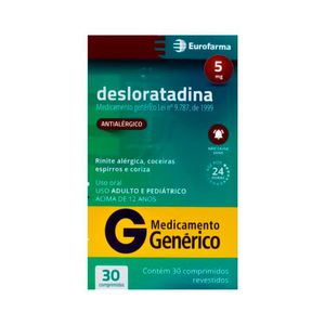 Desloratadina 5mg Eurofarma 30 Comprimidos Revestidos