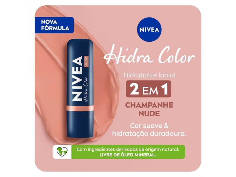 Hidratante Labial Nivea Hidra Color 2 em 1 Nude 4,8g