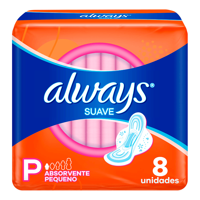 Absorvente Always Suave Com Abas Tamanho P 8 Unidades