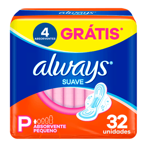 Absorvente Always Suave Com Abas Tamanho P 32 Unidades