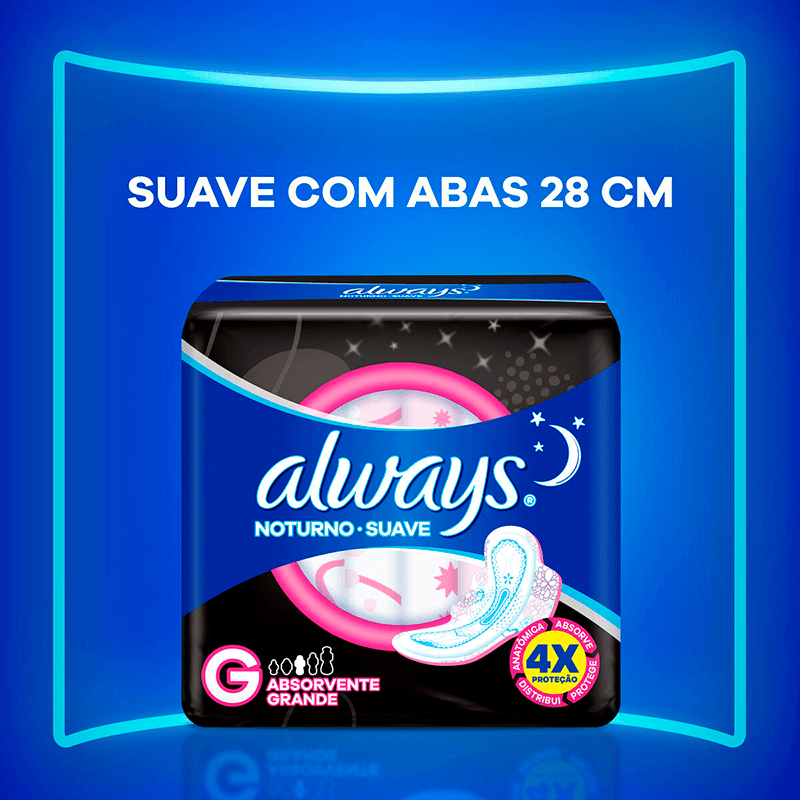 Absorvente Always Noturno Suave Com Abas Tamanho G 48 Unidades