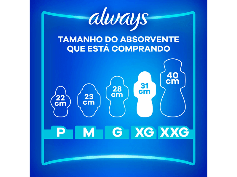 Absorvente Always Noites Tranquilas Suave Com Abas Tamanho XG 8 Unidades