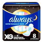 Absorvente Always Noites Tranquilas Suave Com Abas Tamanho XG 8 Unidades