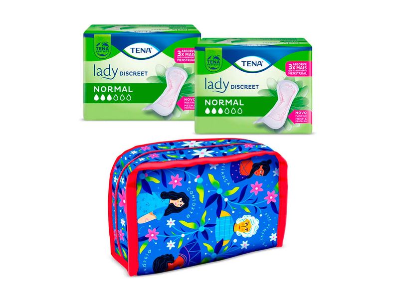 Kit-Absorvente-para-Incontinencia-Urinaria-Tena-Lady-Discreet-Normal-16-Unidades---Necessaire-Exclusiva