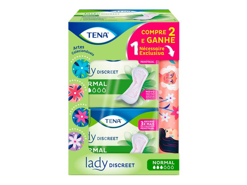 Kit-Absorvente-para-Incontinencia-Urinaria-Tena-Lady-Discreet-Normal-16-Unidades---Necessaire-Exclusiva