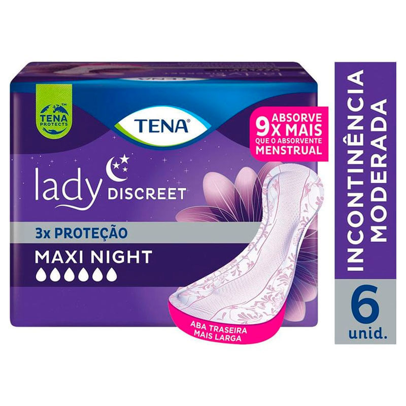 Absorvente Incontinência Urinária: Tena Lady 6 Unidades