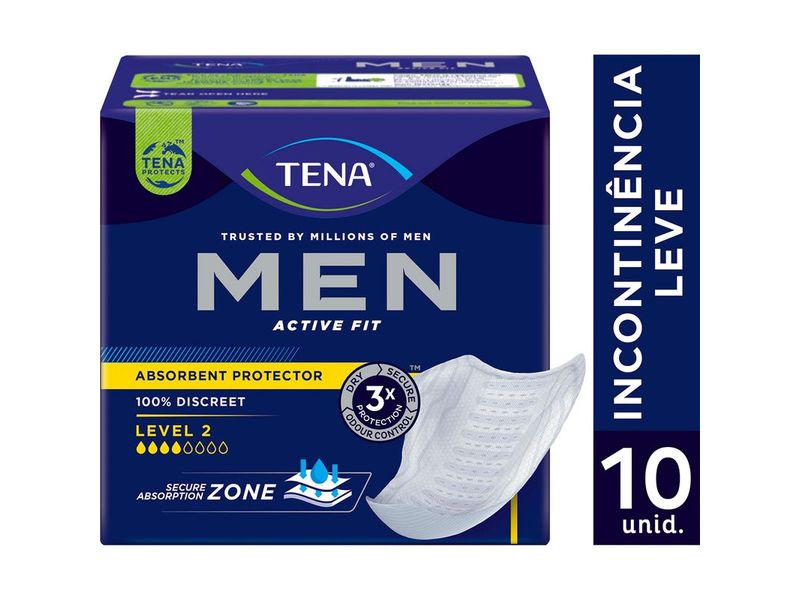Absorvente Protetor Masculino Tena Men Active Fit 10 Unidades