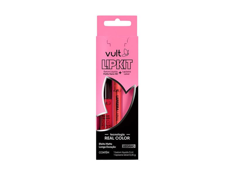 Kit-Lipkit-Vult-Batom-Liquido-Matte-Nano-HD-Rubi-5ml---Lapiseira-Labial-035g
