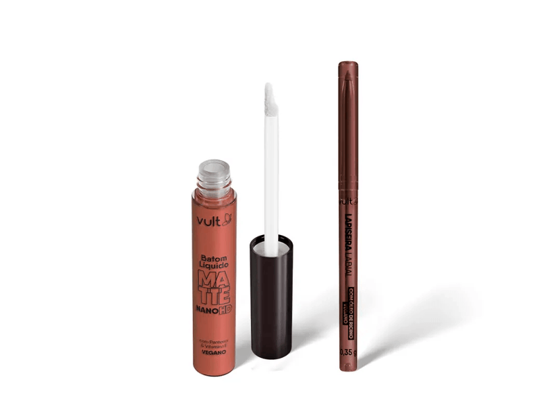 Kit-Lipkit-Vult-Batom-Liquido-Matte-Nano-HD-Bronze-5ml---Lapiseira-Labial-035g