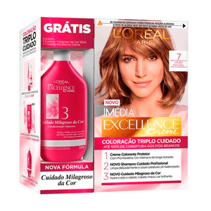 Kit Tinta Imédia Excellence Loreal Creme Louro Natural 7 + Creme Milagroso 50ml