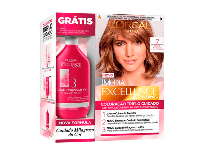 Kit-Tinta-Imedia-Excellence-Loreal-Creme-Louro-Natural-7---Creme-Milagroso-50ml