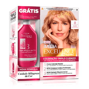 Kit Tinta Imédia Excellence Loreal Creme Louro Claro 8 + Creme Milagroso 50ml