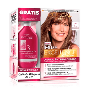 Kit Tinta Imédia Excellence Loreal Creme Louro Acinzentado 7.1 + Creme Milagroso 50ml