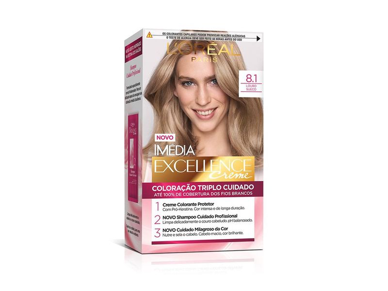 Coloração Imédia Excellence L'Oreal Creme 8.1 Louro Sueco