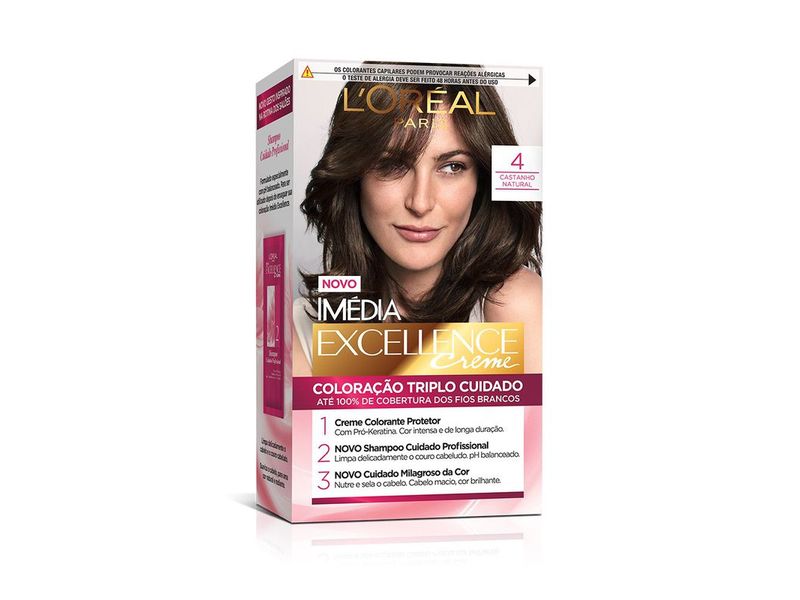 Coloração Imédia Excellence L'Oreal Creme 4 Castanho Natural