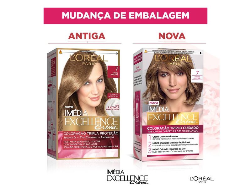 Coloração Imédia Excellence L'Oreal Creme 7 Louro Natural
