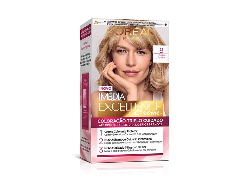Coloração Imédia Excellence L'Oreal Creme 8 Louro Claro