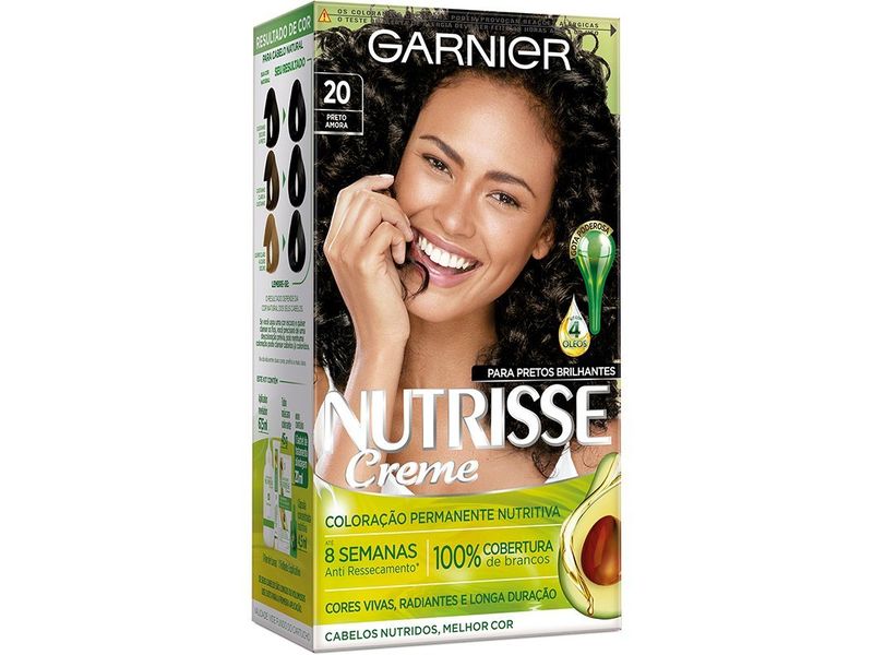 Coloração Nutrisse Creme Garnier 20 Preto Amora