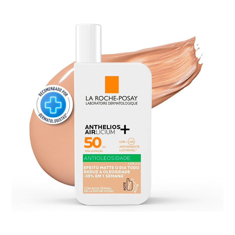 Encontraproduto.com.br - Kit La Roche-Posay Protetor Solar Anthelios Airlicium+ FPS 50 Cor 2.0 40g + Gel de Limpeza Facial Effaclar Concentrado 50g
