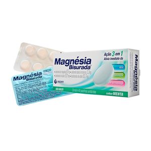 Magnésia Bisurada Sabor Menta 40 Pastilhas Antiácidas