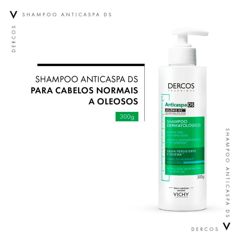 Shampoo Anticaspa DS Vichy Dercos Cabelos Normais a Oleosos 300g ...