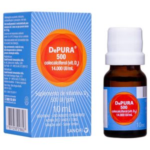 Suplemento de Vitamina D Depura 500UI/gota Sabor Limão Solução Oral Gotas 10ml
