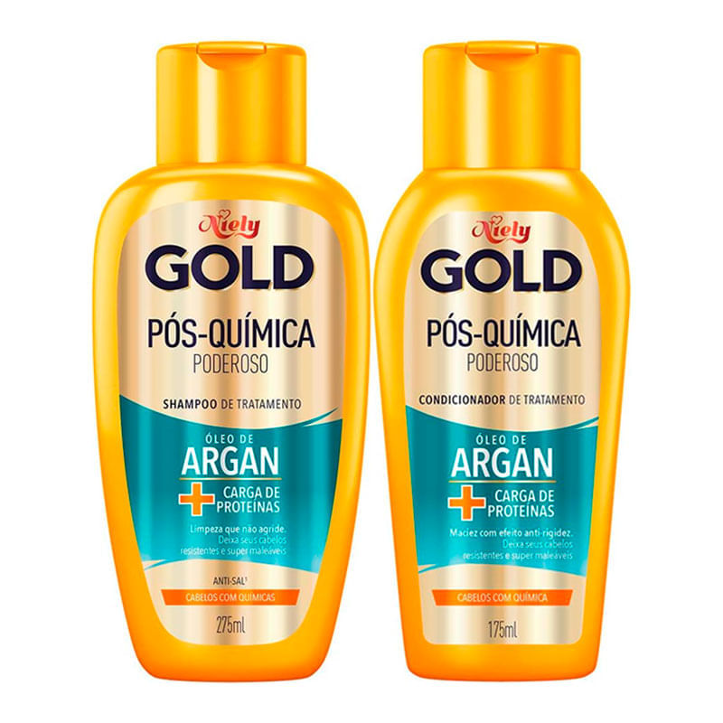 Kit Shampoo Niely Gold Pós Química Poderoso 275ml + Condicionador Pós ...