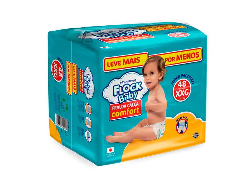 Fralda-Calca-Descartavel-Flock-Baby-Comfort-Hiper-XXG-48-Unidades