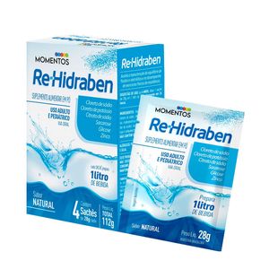 Suplemento Alimentar Re-Hidraben Sabor Natural 4 Saches 28g Cada