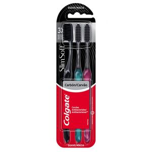 Escova Dental Colgate Slim Soft Black Macia 3 Unidades