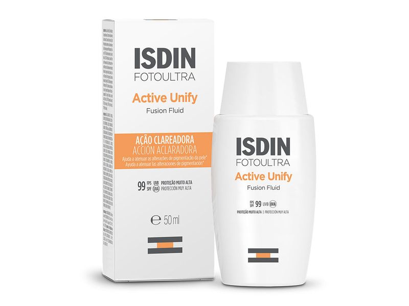 protetor-solar-e-clareador-facial-isdin-active-unify-sem-cor-fps99-fusion-fluid-50ml-farmacia-online-drogal