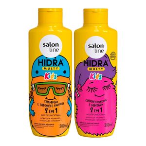 Kit Salon Line Hidra Multy Kids 2 em 1 Shampoo/Sabonete Líquido 300ml + Condicionador/Máscara 300ml
